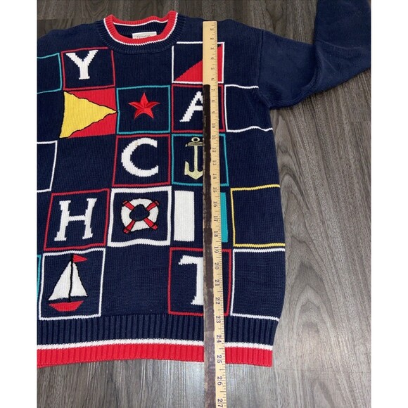 Vintage 1980s Essential Elements Nautical Blue Sweater Unisex Size Small - Picture 8 of 13